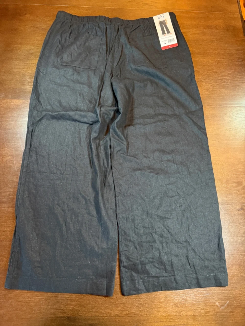 NWT Gap Black Linen Wide Leg Pull On Pants Women's XXL Quiet Luxury